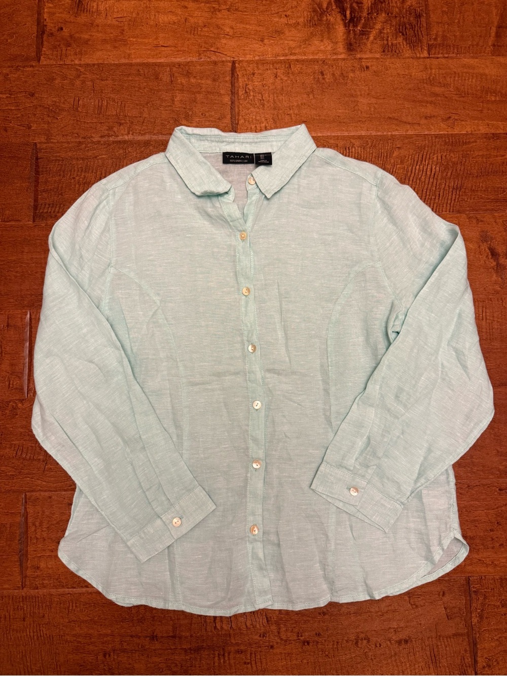 Seafoam Green Linen Button-Down Shirt